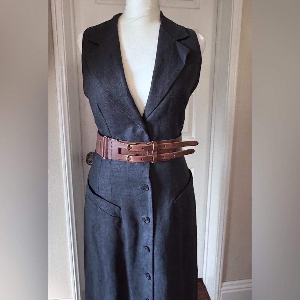 Ralp Lauren leather wide saddle  belt - Picture 2 of 12
